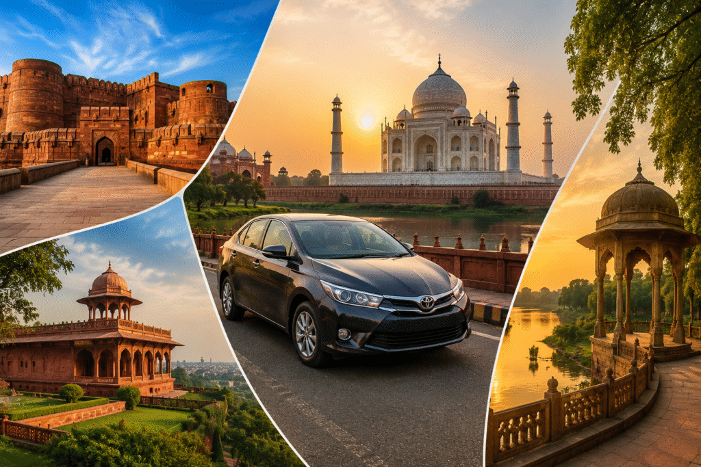 Agra Full Day Taj Mahal Sunrise · Agra Fort · Itimad-ud-Daulah · Mehtab Bagh sunset